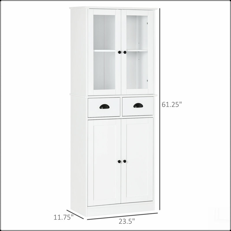 Garde-manger autoportant de 61 po, armoire de rangement de style traditionnel avec portes à fermeture douce, tablettes réglables et 2 tiroirs, pour le salon