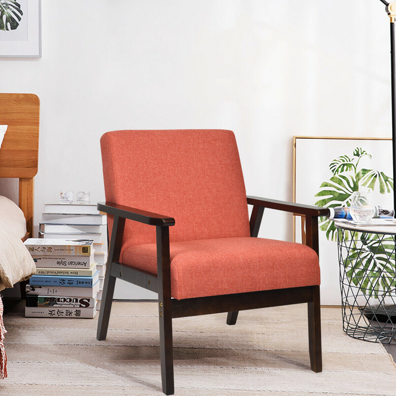 Upholstered Linen Armchair, Orange