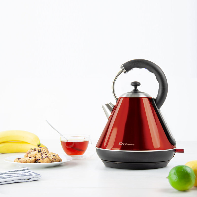 SQ Professional Gems 1.8L Stainless Steel Electric Tea Kettle, Ruby (Red)