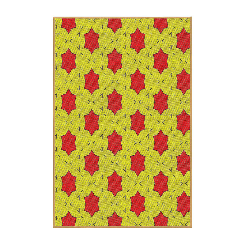 Tapis de zone jaune/rouge à motifs Ivanbrook, Rectangle 8 pi x 10 pi