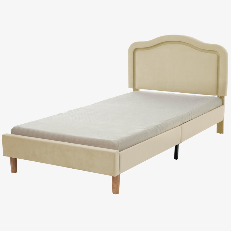 Anola Upholstered Platform Bed, Twin, Beige