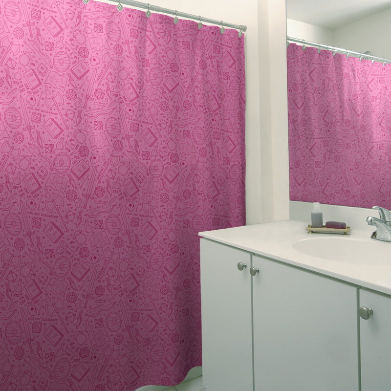 Rideau de douche simple classique RPG, Rose foncé / blanc