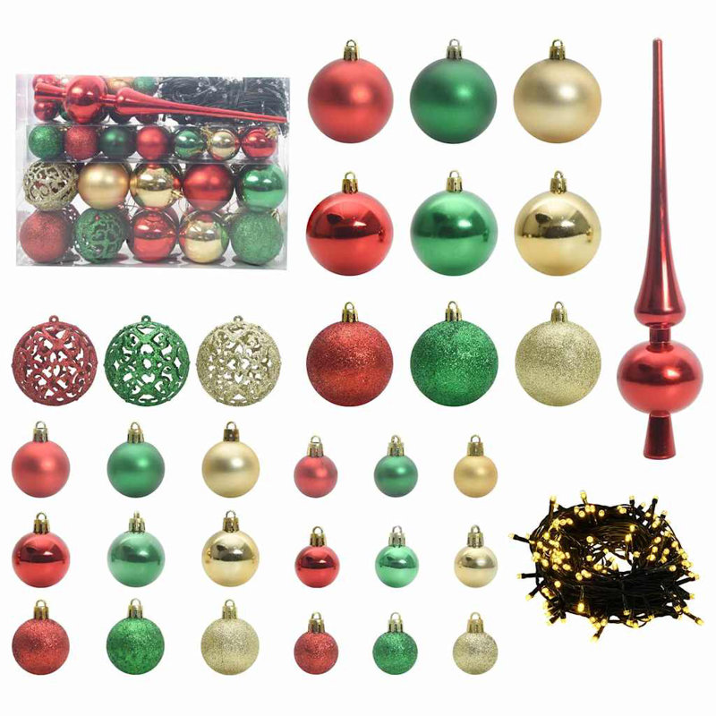 Christmas Bauble Set with 150 LEDs 61 pcs Plastic, Multicolour