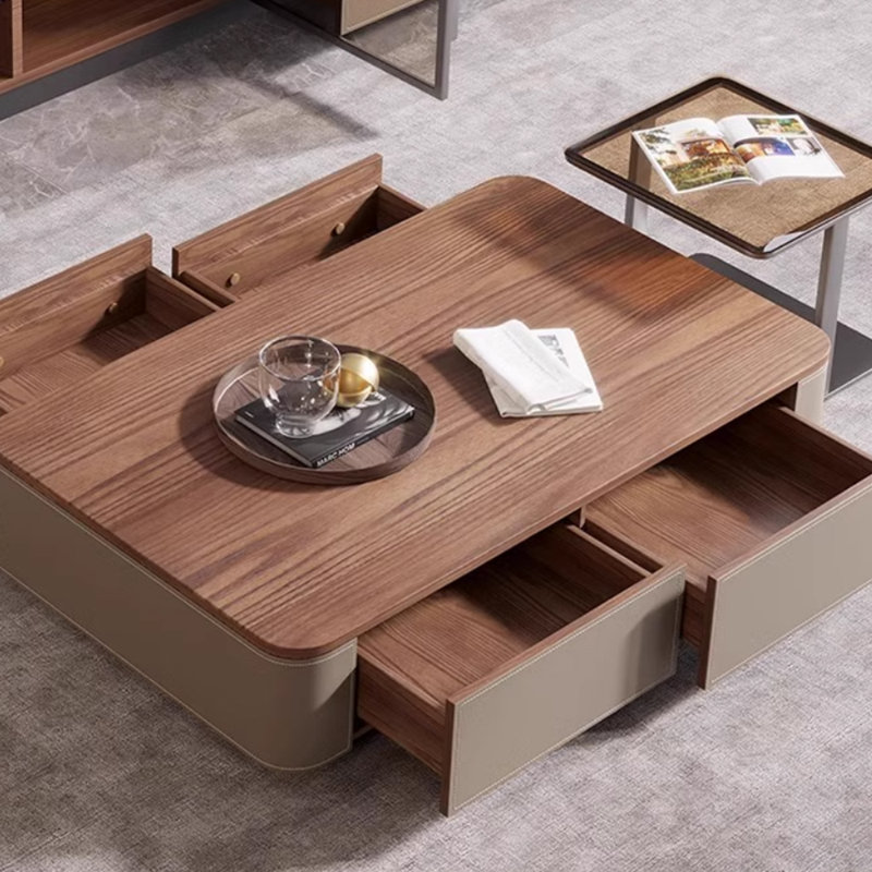 Design sense solid wood coffee table, 14.17" H x 55.11" L x 27.55" W