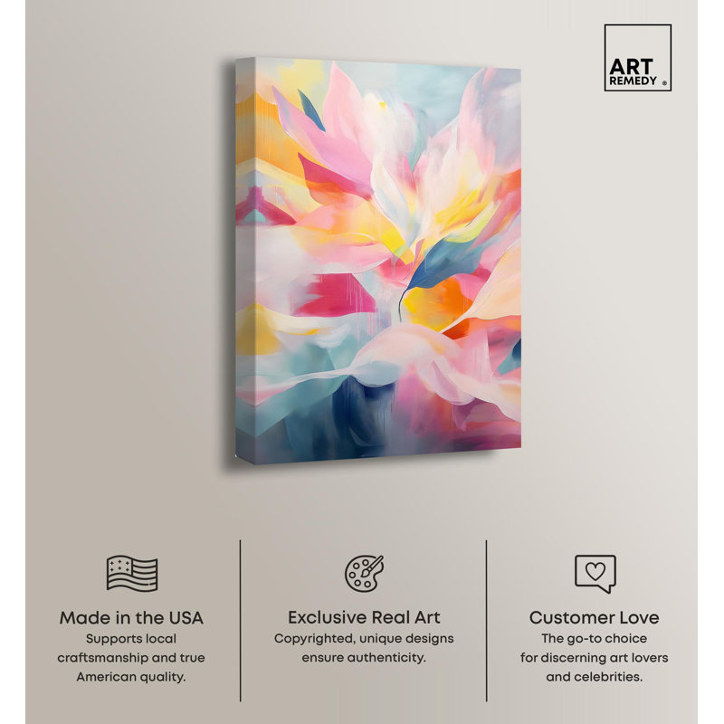 Ebullient Layers 24" x 16" Wrapped Canvas Abstract Art