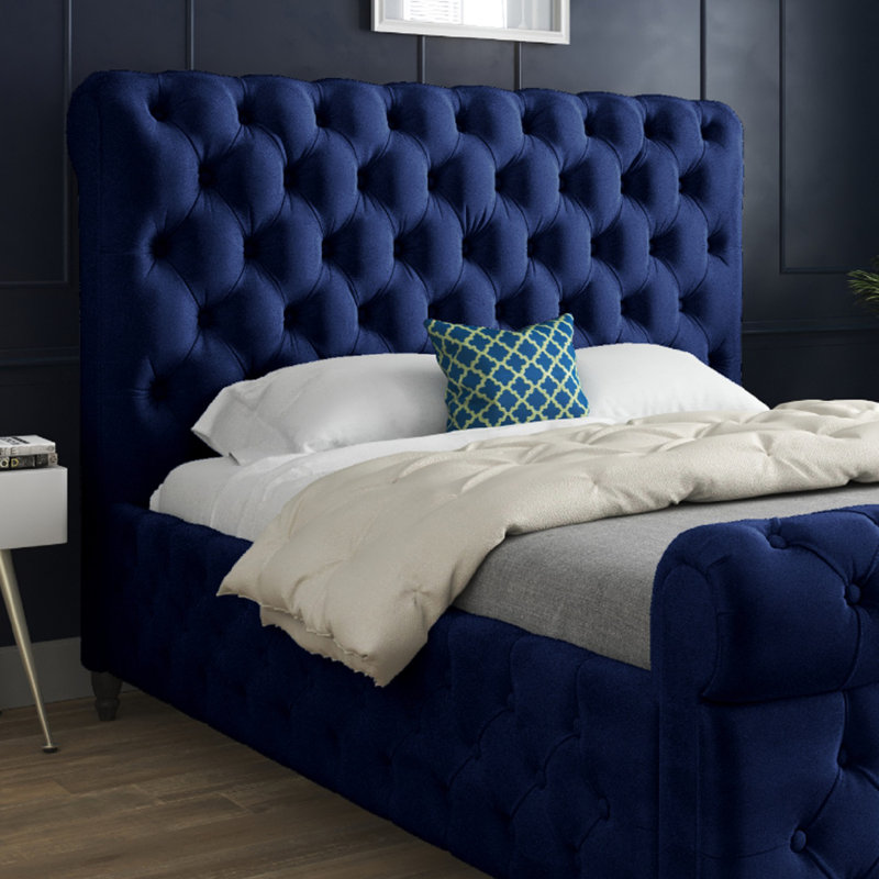 Aleesha Upholstered Bed, Small Single (2'6), Blue