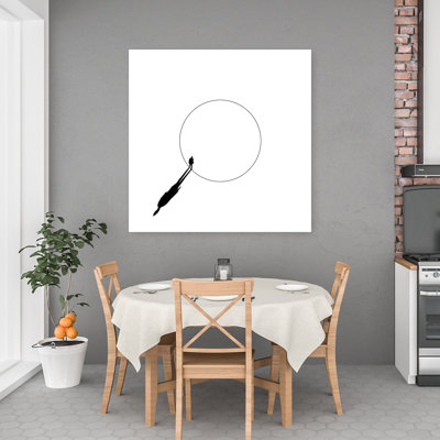 Man On Circle Edge Abstract Geometric Minimalist Wall Art Print 1 Piece Wrapped Canvas Wall Art