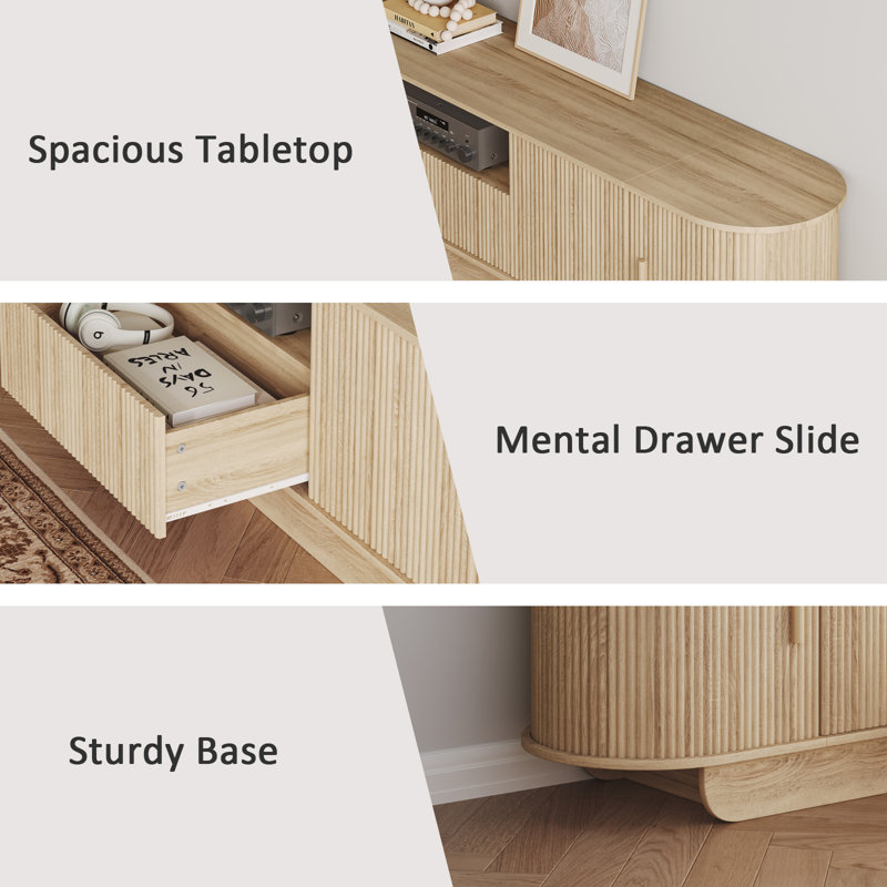Ebern Designs 86.6" Curved Tv Stand & Reviews | Wayfair