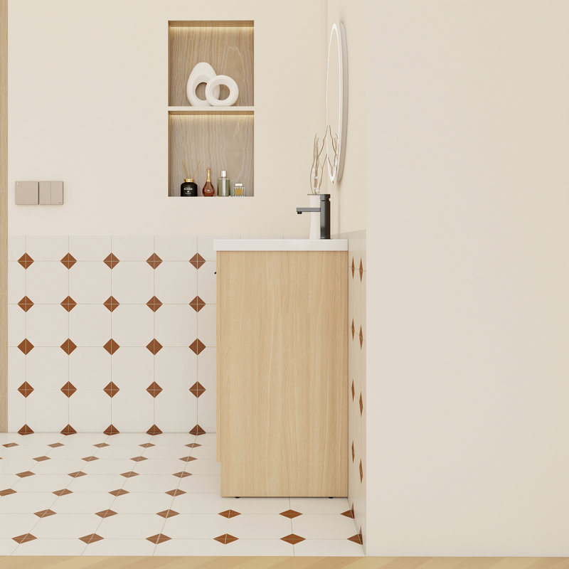 Meuble-lavabo autoportant avec rangement dissimulé et lavabo intégré durable