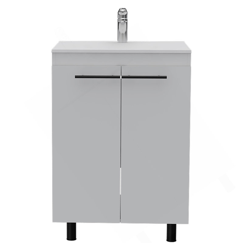 Armoire de meuble-lavabo autoportante rectangulaire à 2 portes Sienna