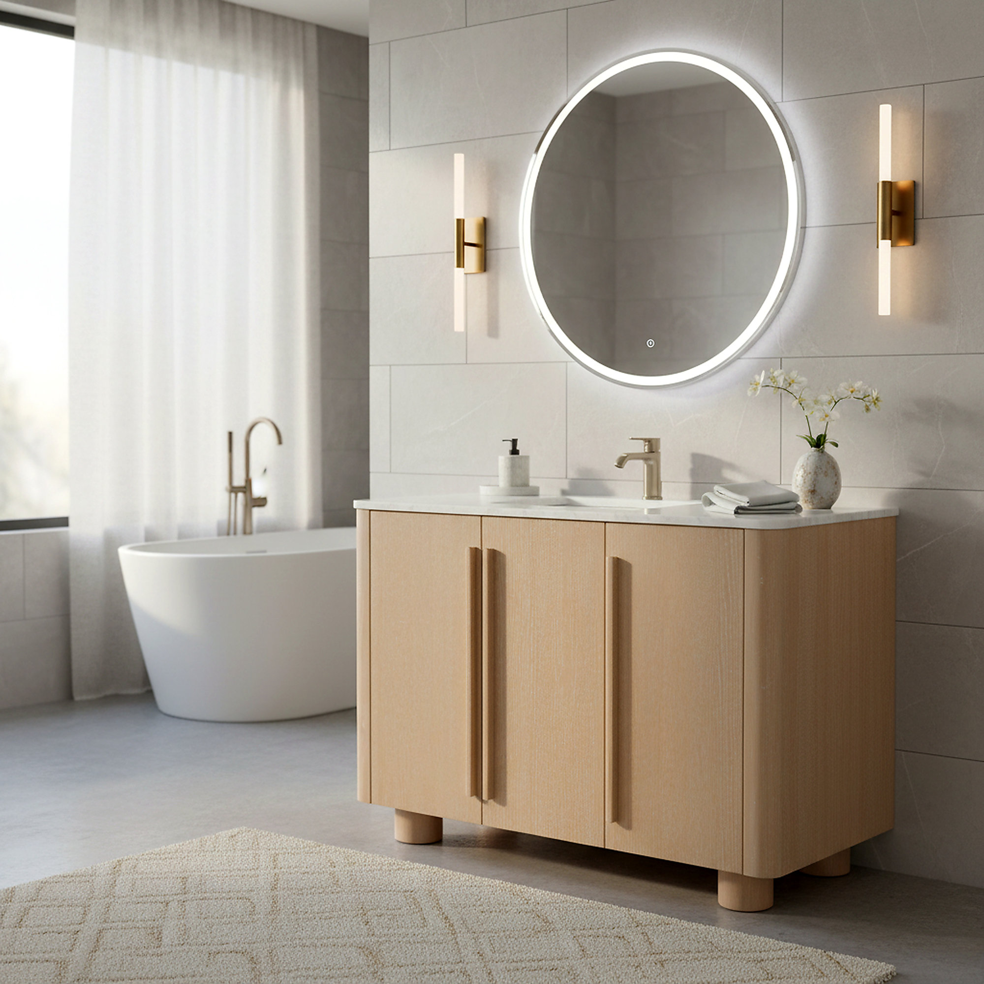 Cindybella 48" Single Sink Bathroom Vanity with Marble Countertop, 48"