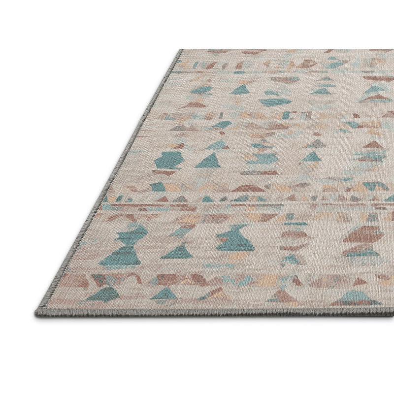 Machine Washable Gray Area Rug, Round 4'