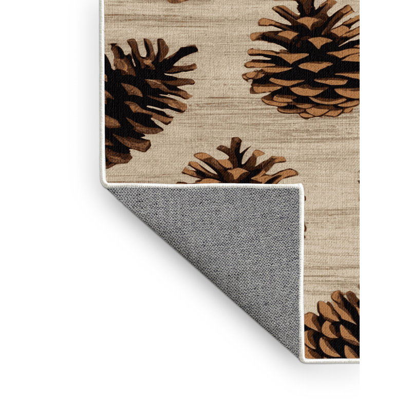 Tapis beige lavable à la machine, Carré 5 pi