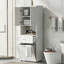 Armoire de salle de bain haute avec panier à linge, panier à linge inclinable et armoire de rangement supérieure, armoire d'entrée-1185667834