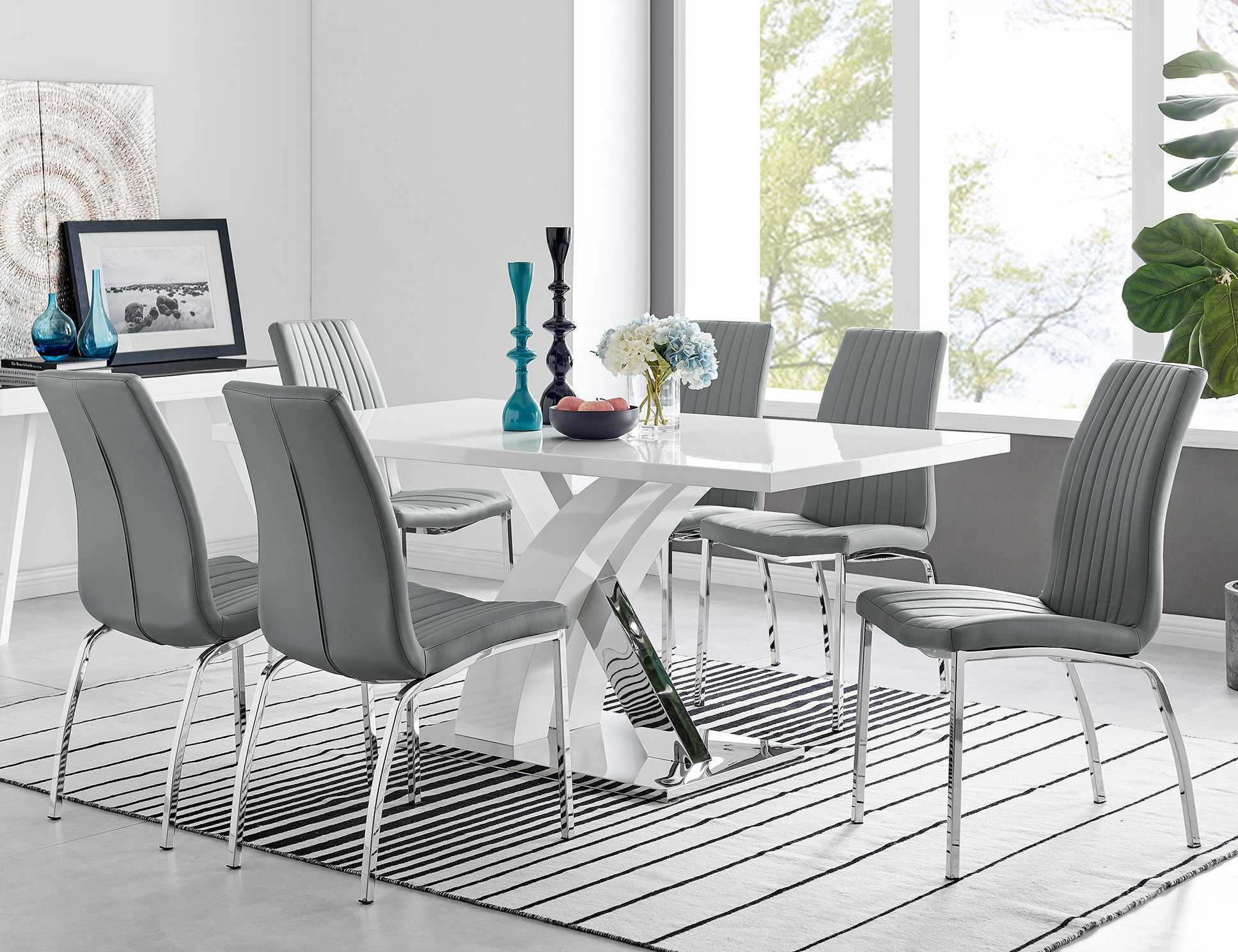 Grey gloss dining table discount
