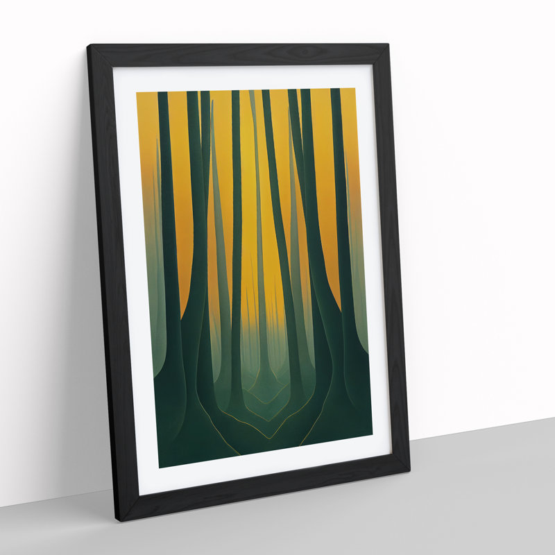 Calm Forest Abstract - Single Picture Frame Print, 64cm H x 46cm W x 2cm D, Black