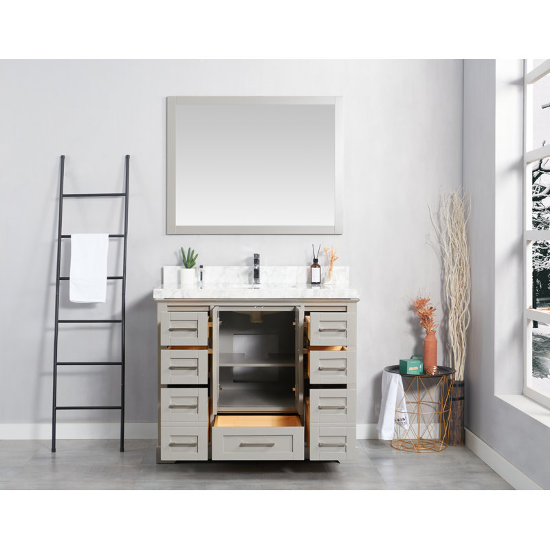 Meuble-lavabo Eser l 42 po x P 22 po x H 36 po, Marbre de Carrare, gris