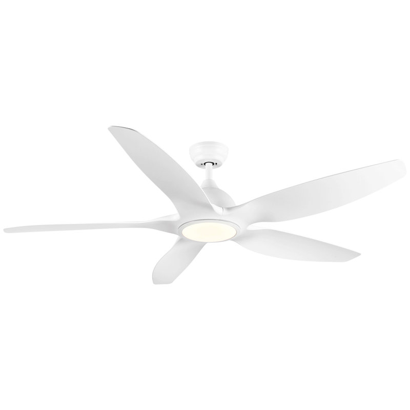 Modern 60 In Intergrated Led Ceiling Fan Lighting With White Abs Blade, White, White