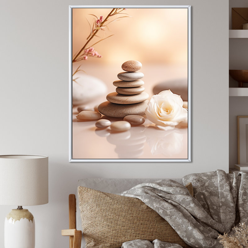 Spa Serenity Zen Stones délicat équilibre Cairn I - art mural en pierre spirituelle, H 40 po x l 30 po x P 1,5 po