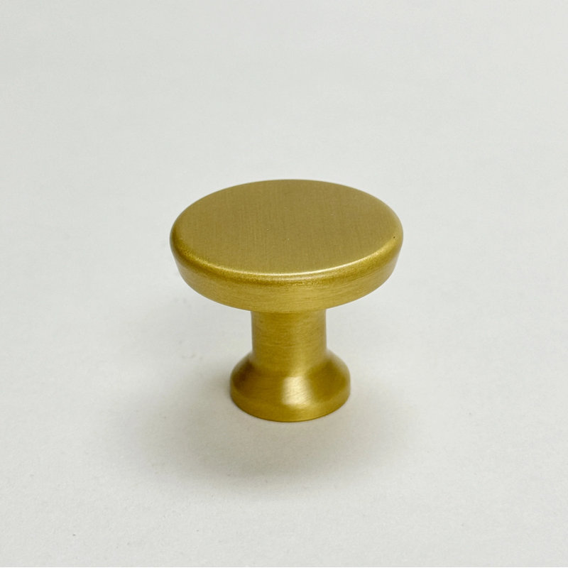 Solid Brass "Collin" Round Cabinet Knob, Brass