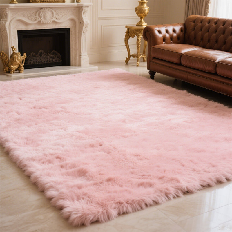 Tapis rose doux moelleux avec envers antidérapant, Rectangle 6 pi x 9 pi