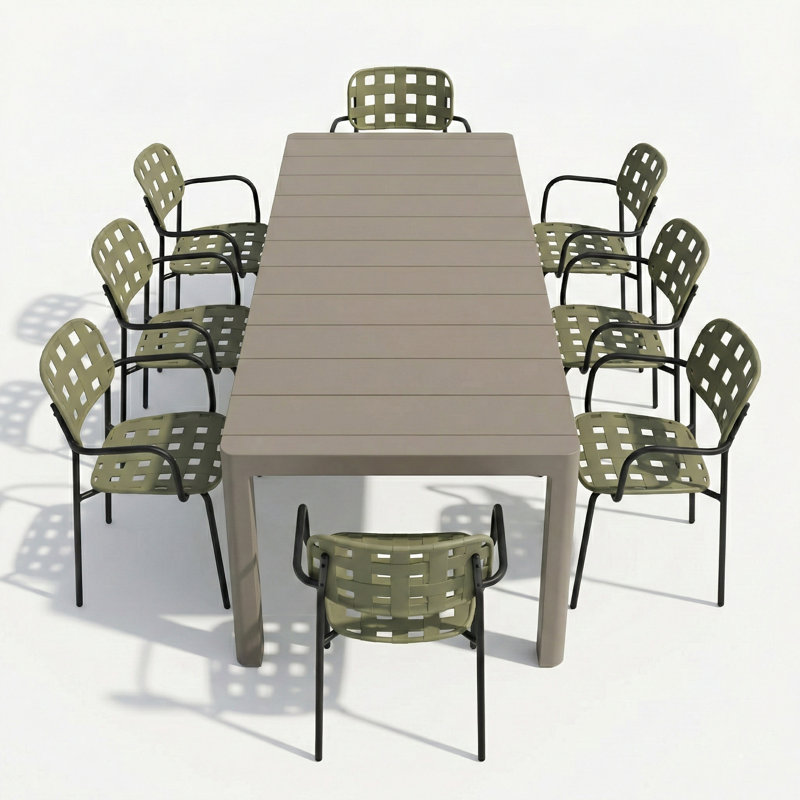 Vendome 8 - Person Patio Dining Set with, Grey/Avocado Black