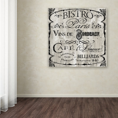 Jadaya Paris Bistro III' by Color Bakery Textual Art on Wrapped Canvas