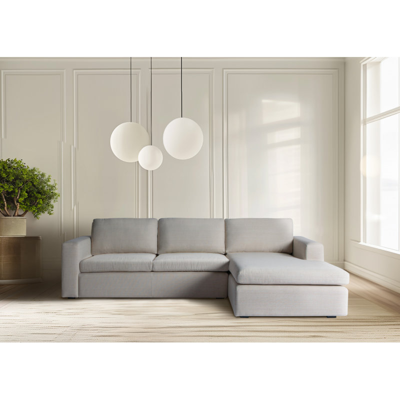 Canapé modulaire avec méridienne Benedict, Accoudoir à droite (vu de face), Tissu performance natté champignon