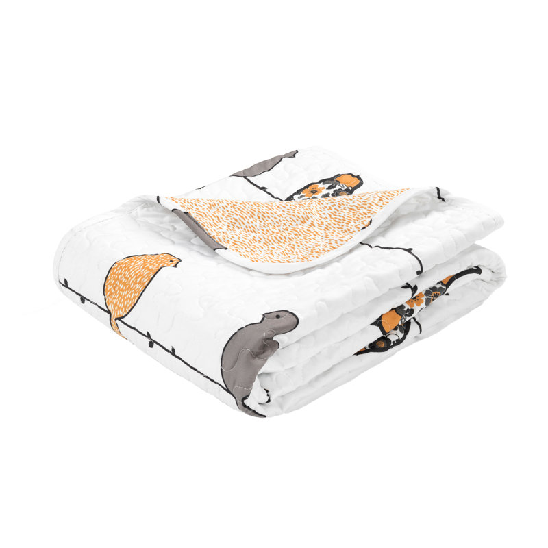 Jeté Rowley Birds, Double / double, Jaune / gris