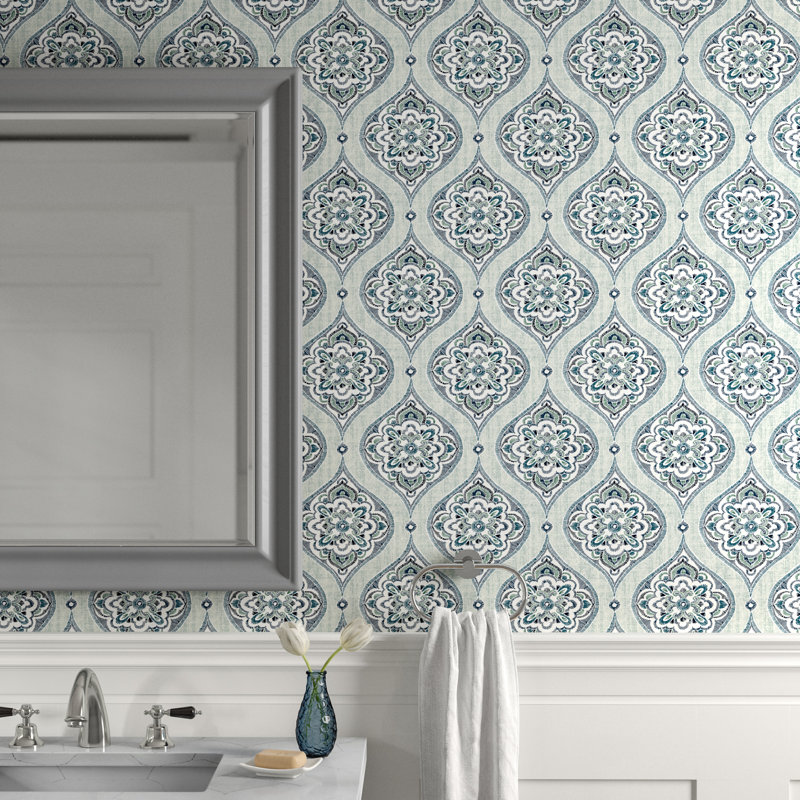 Rouleau de papier peint lisse L 396 pi x l 20,5 po Adele, Turquoise, 396'