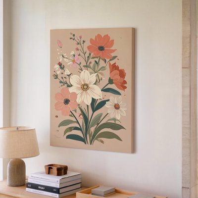 Printemps, bouquet floral Canvassoft, pêche et corail, art mural sur toile, prêt à accrocher, galerie, décoration moderne