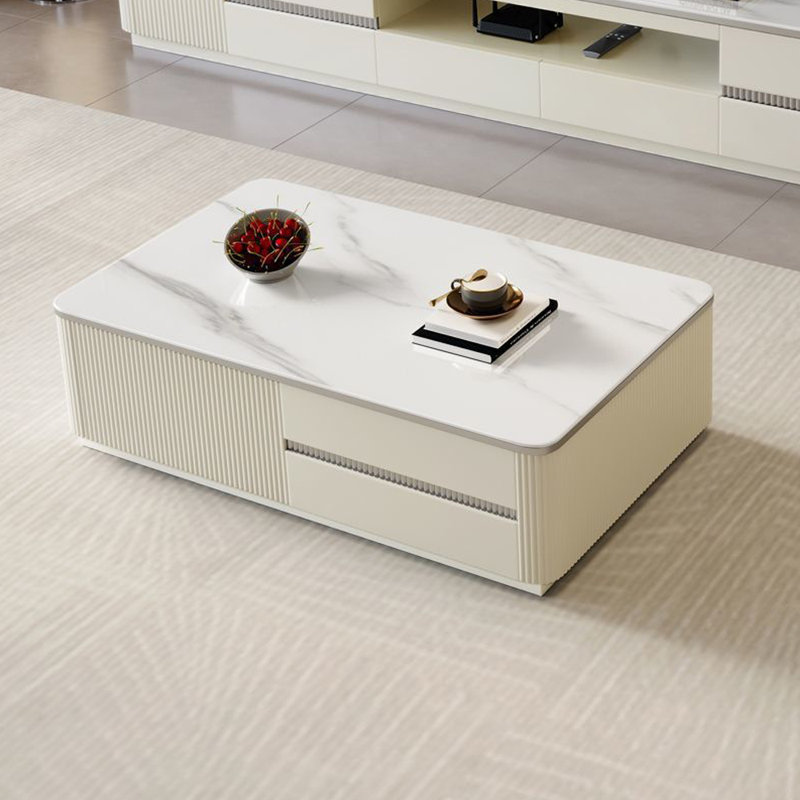 Table basse moderne moderne, H 16,54 po x L 51,18 po x l 27,56 po, Beige