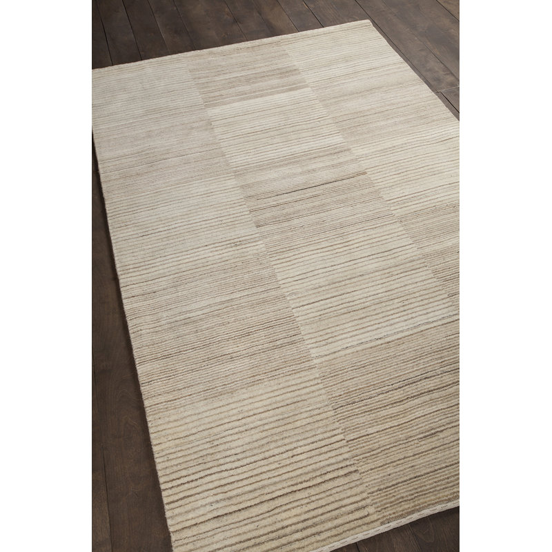 Elantra Patterned Knotted Wool Brown/Beige Area Rug, Rectangle 5' x 7'6"