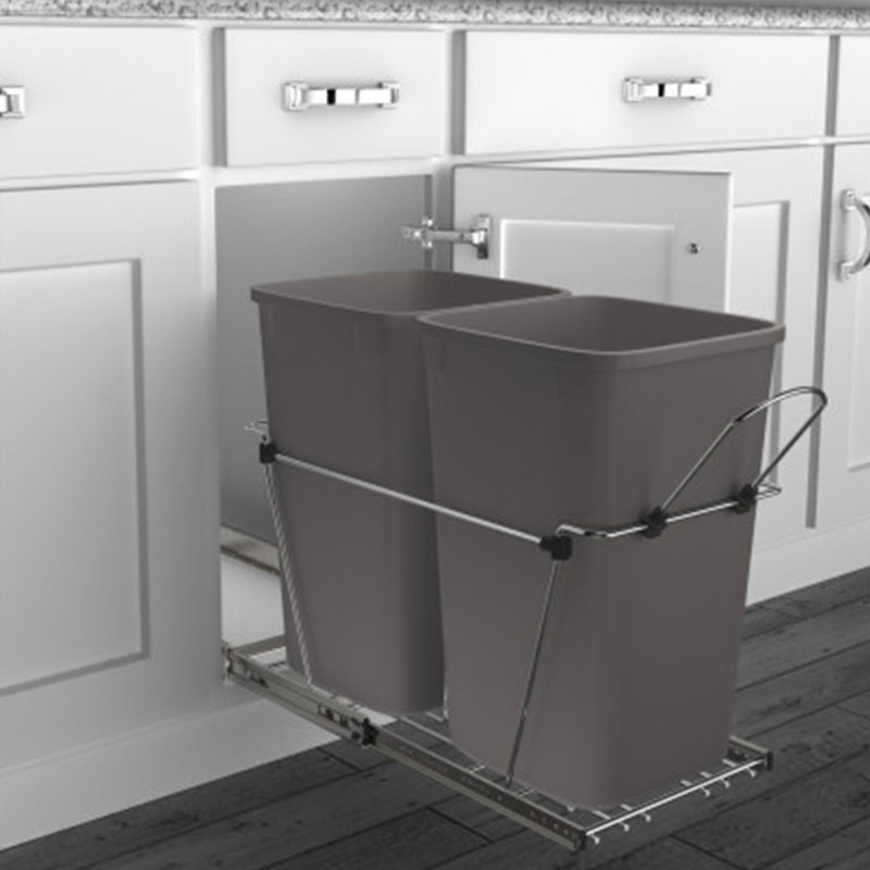 Orion Gray Double 35-Quart Pull-Out Kitchen Waste Containers