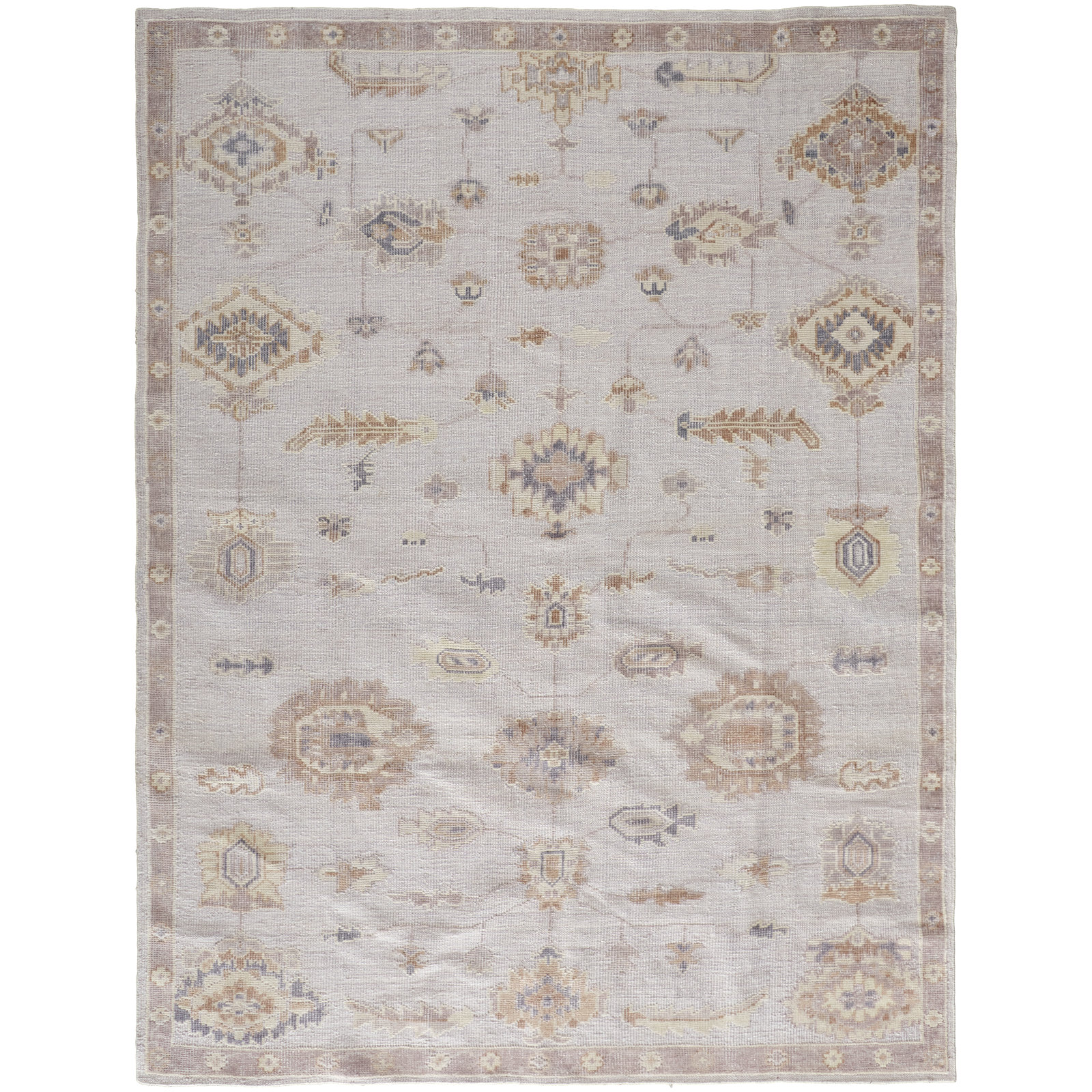 Winslet Light Gray Brown Hand-Knotted Oriental Rug, Rectangle 5' x 8'