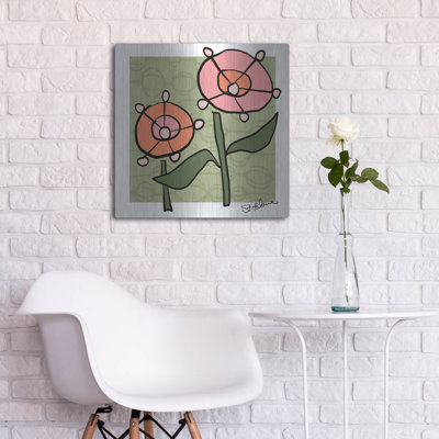 " Abstract Floral On Green " by St. Hilaire Elizabeth