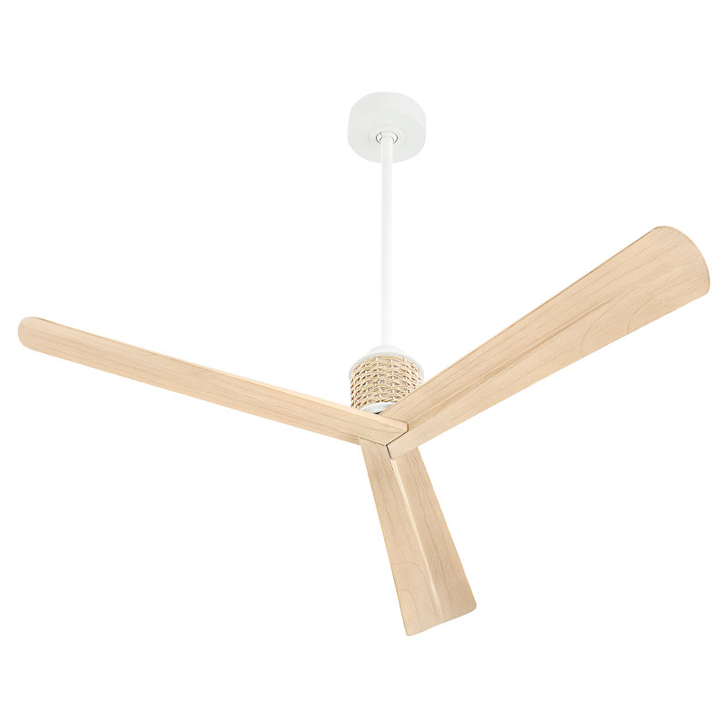Studio White and Natural Oak 56'' Ceiling Fan with Remote