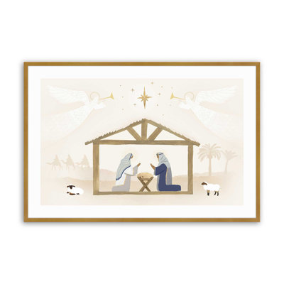 Holy Night Nativity Scene Print  in a Frame