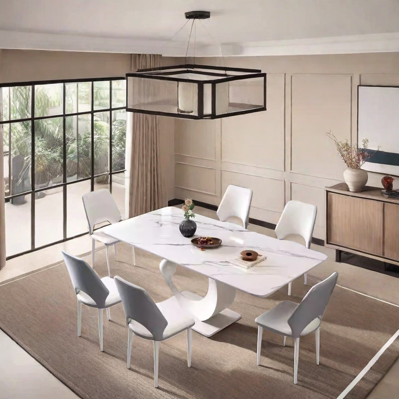 Table et chaise de luxe haut de gamme Light Light, Blanc, H 29,5 po x L 55,1 po x l 31,4 po