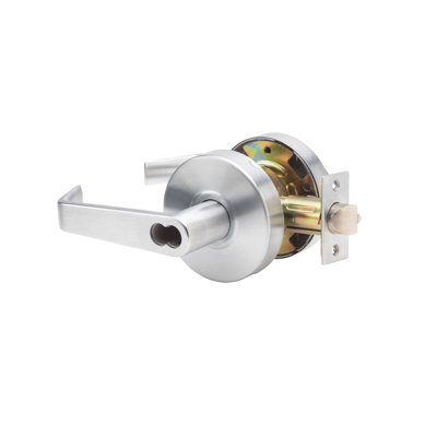 LSV Saturn Standard Duty Brushed Chrome Grade 2 Commercial Storeroom Lever with Door Handle Lock and IC Core