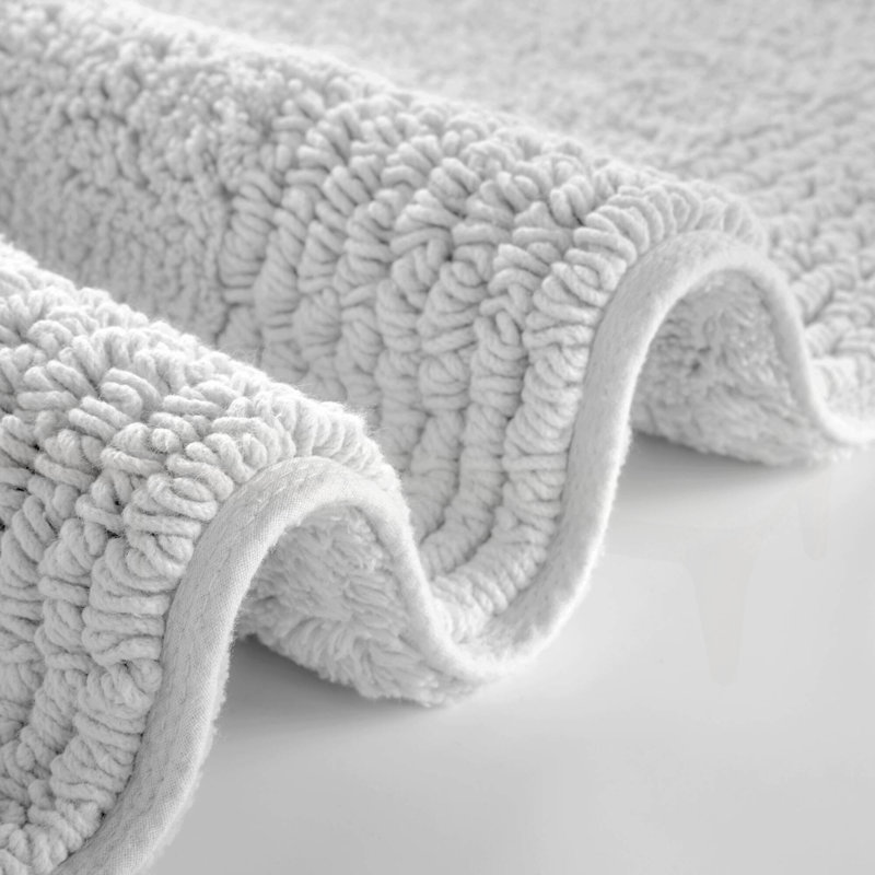 1 PCS 24x44" 100% Cotton Tufted 3000 GSM Reversible Bath Tayzlee Grey, Light Gray, Rectangle 2' x 3'8"