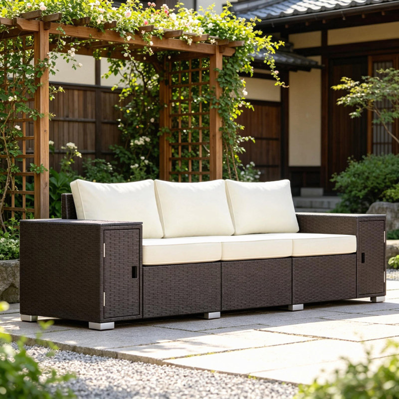 Comfortable Garden Sofa,Patio Sofa,3 Seater Wicker Outdoor Couch