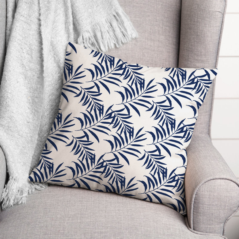 Green Palms Outdoor Throw Pillow, Navy, 18"H x 18"W