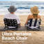 Chaises de plage basses WOVN - Chaise de plage pliante de qualité supérieure pour adultes - Profil bas, super léger avec sangle d'épaule portable - Idéal pour le sable et la pelouse - Lido-129632464