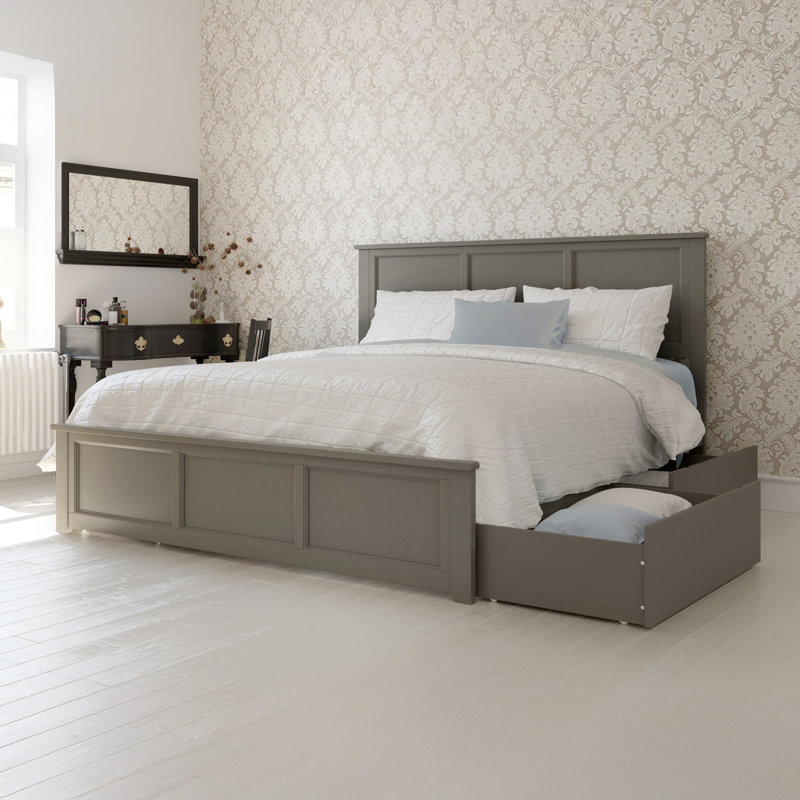 Dennielle Solid Wood Platform Bed with Matching Footboard and Storage Drawers