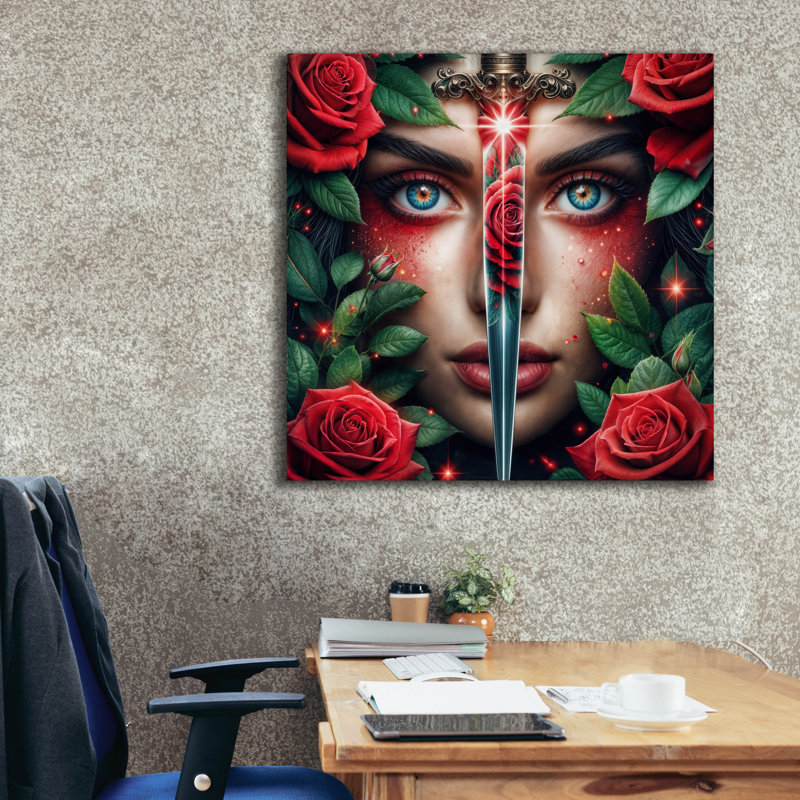  «Dagger And Roses» par Rey Klimt, art mural sur toile, 37 po x 37 po, H 37 po x l 37 po