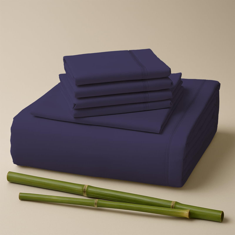 Premium Rayon From Bamboo Blend Sheet Set With Deep Pockets, Cooling and Breathable, Purple