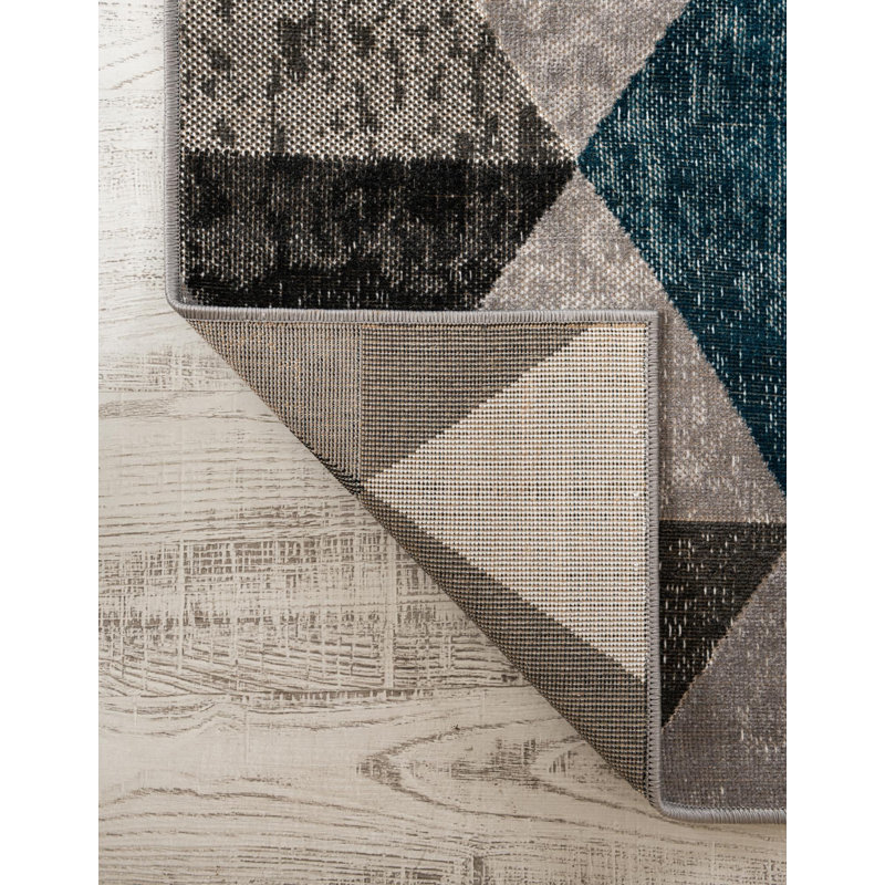 Argyle Blue/Gray Area Rug, Rectangle 3'3" x 5'3"