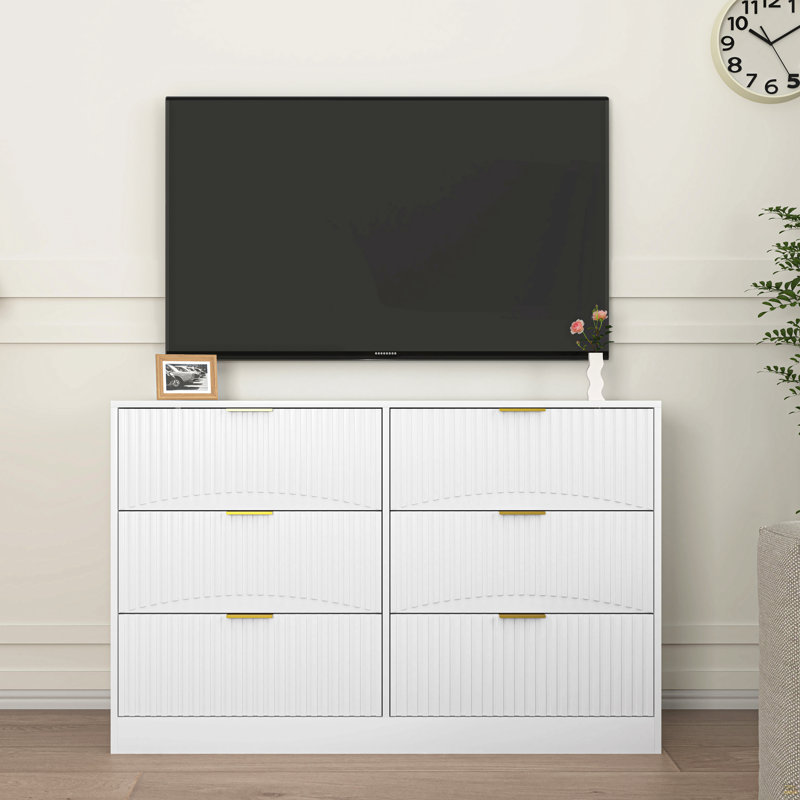 Commode 6 tiroirs, commode, Blanc
