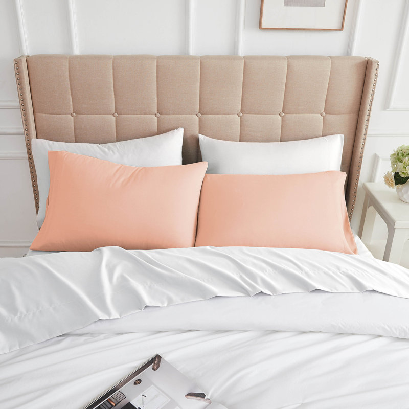 Ensemble de 2 taies d'oreiller Southshore Fine Linens Vilano Springs, couleur rose poudré, en microfibre doublement brossée 110 g/m² avec fermeture portefeuille, infroissable et lavable à la machine, 2 taies d'oreiller, format King/California King